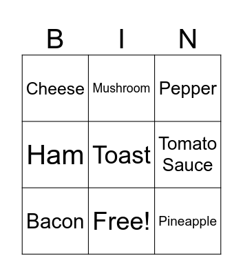 Pizza Bingo Card