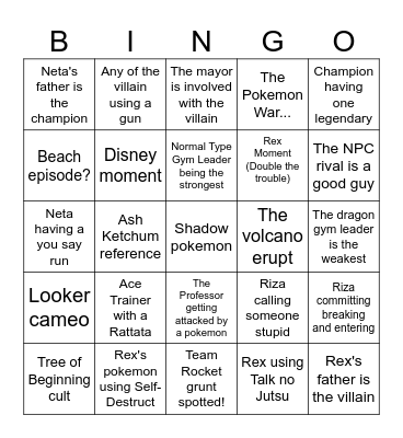 Pokemon NOT Glazed (Name Pending) Bingo Card