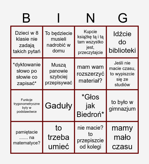 MECHANIKA TZN WYTRZYMAŁOŚĆ MATERIAŁÓW Bingo Card