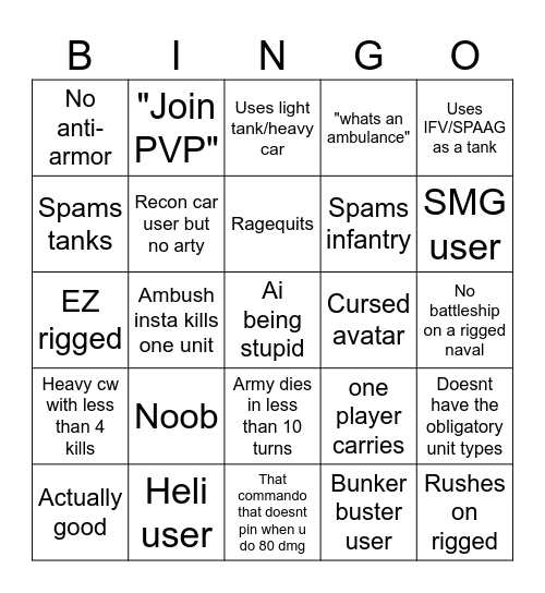 NIC BINGO Card