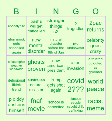 2025 Bingo Card Bingo Card