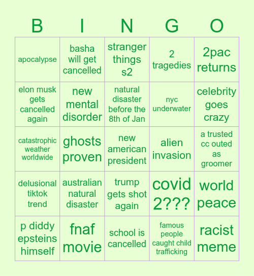 2025 Bingo Card Bingo Card