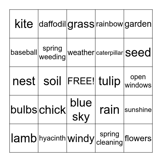 SPRING  BINGO     Bingo Card