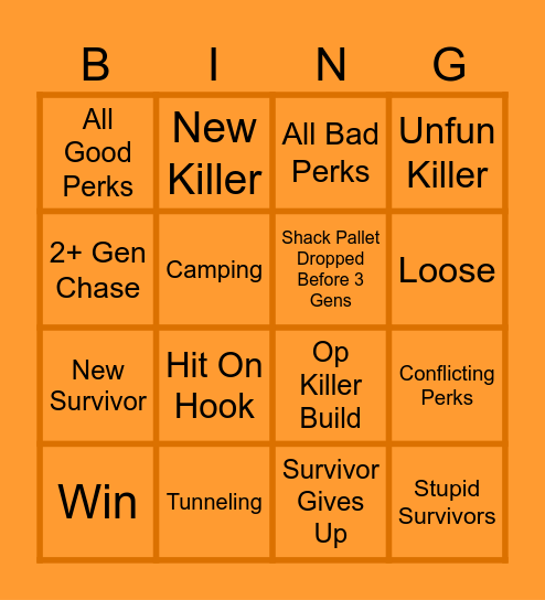 DBD Bingo V1 Bingo Card