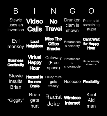 Work From Home Bingo! Bingo Card