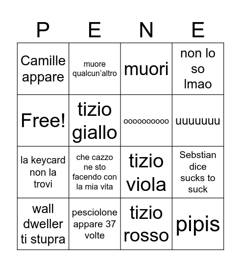 Pressione Bingo Card