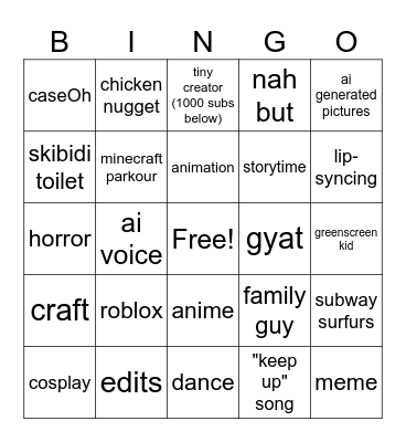 Untitled Bingo Card
