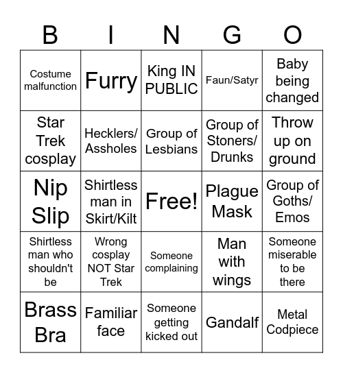 Ren Fest 2024 Bingo Card