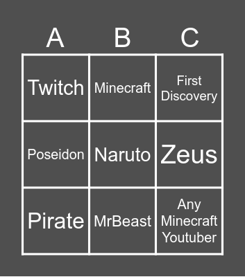 Infinite Craft Bingo Card