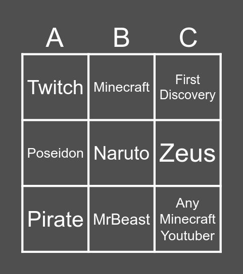 Infinite Craft Bingo Card