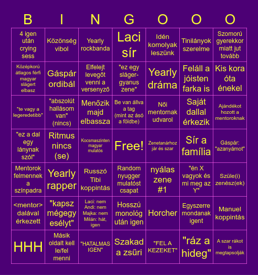 FaktorBingooo ötszázhuszonnegyedik kiadás Bingo Card