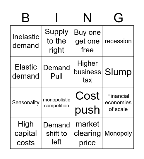 Economics Bingo Card