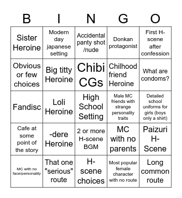 Moege Tropes Bingo! Bingo Card