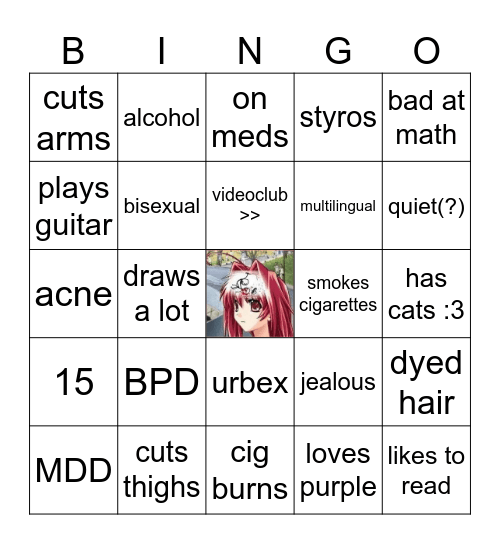 Yvette's bingo Card