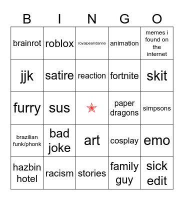 mac's youtube shorts bingo Card