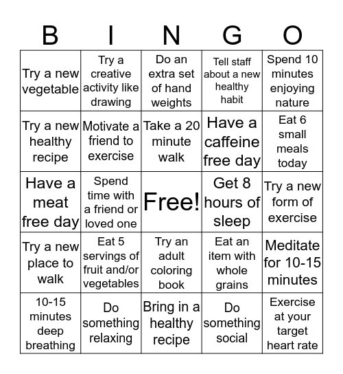 Cardiopulmonary Rehab Bingo  Bingo Card