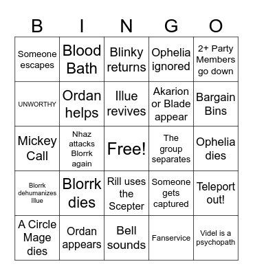 Episode 147 Ride to Ruin Bingo Card