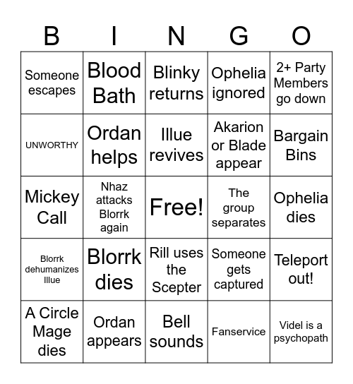 Episode 147 Ride to Ruin Bingo Card