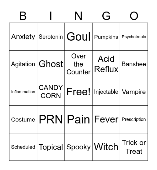 Medication Management Bingo Card