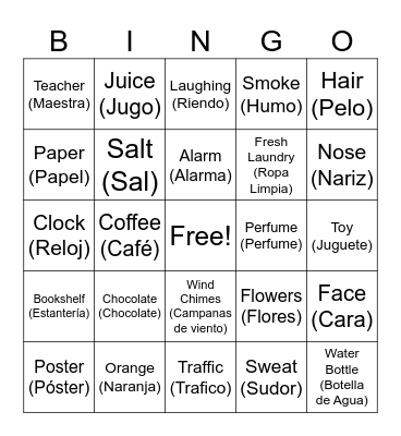 Get to Know Your Senses! Bingo Card
