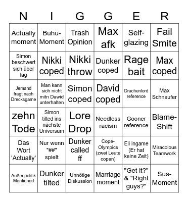 Discord Cope-Olympics Bingo Card