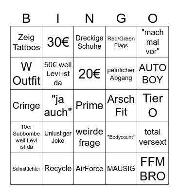 DATE BING W Bingo Card