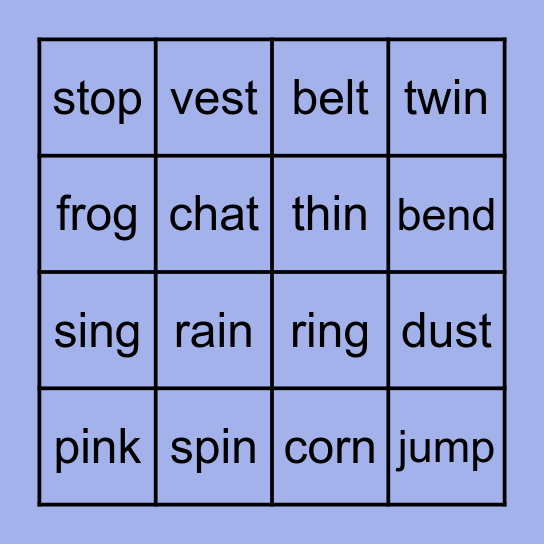 Phonics bingo Card