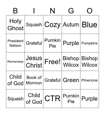 Salem Fall Festival Bingo Card