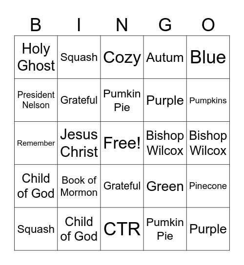 Salem Fall Festival Bingo Card