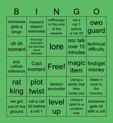 kammie's bingo Card