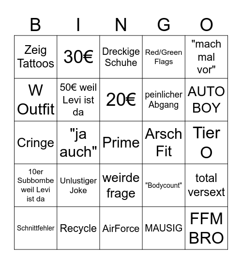 DATE BING W Bingo Card