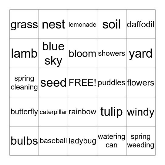 SPRING  BINGO     Bingo Card