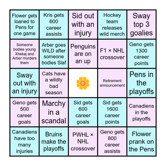 NHL BINGO Card