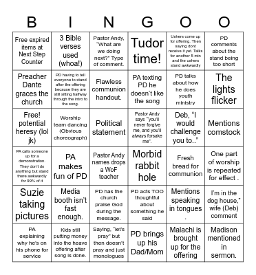 PD 1st Sunday. Bingo Card