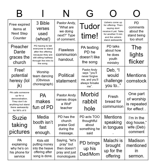 PD 1st Sunday. Bingo Card