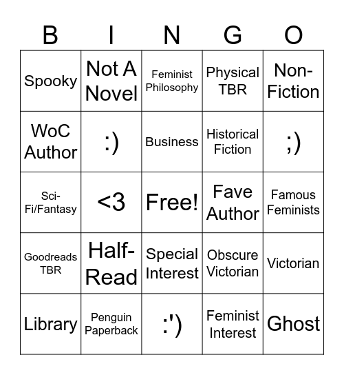 TBR Bingo Oct-Nov Bingo Card