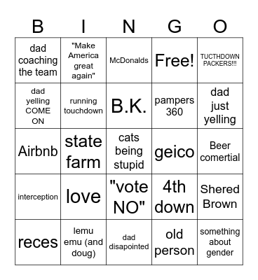 All Day T.V. Bingo Card