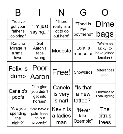 Katie Bingo Card