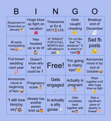 Silly goose behavior bingo 🪿 Bingo Card