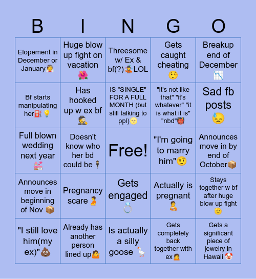 Silly goose behavior bingo 🪿 Bingo Card