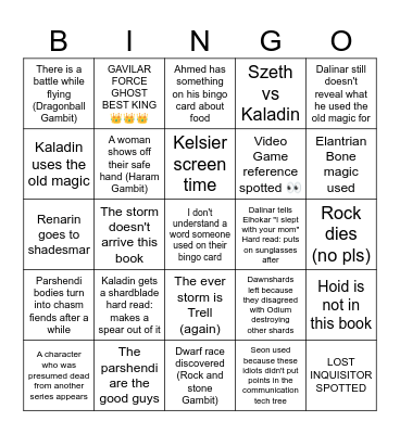 Storm light 2, Electric Boogaloo Bingo Card