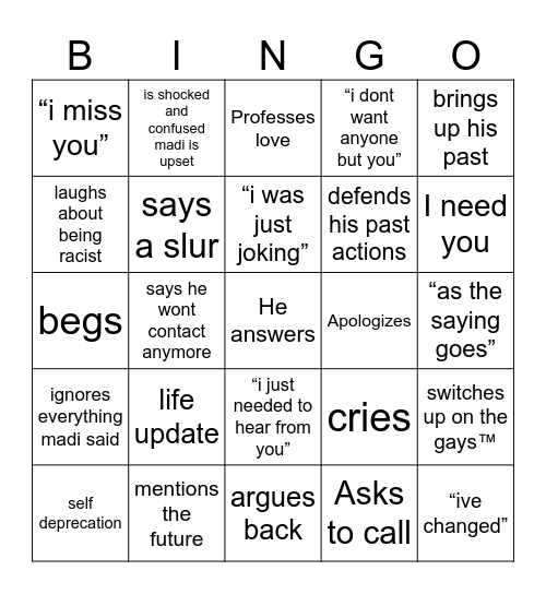 Stephan Bingo Card