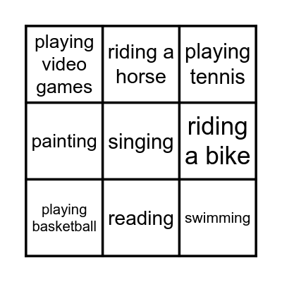 Hobbies and sports Bingo Card