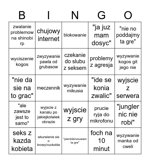 pawlak bingo Card