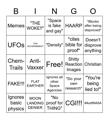 Conspiracy Theorist Bingo Card