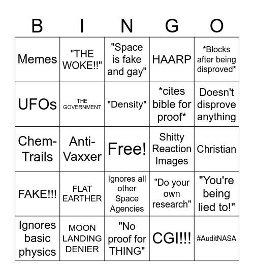 Conspiracy Theorist Bingo Card