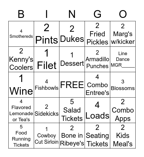 WIN A PRIZE!!! Bingo Card