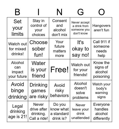 Bucket and Bingo Night! Bingo Card