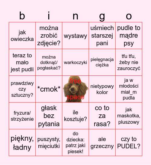 spacer z Dantem Bingo Card