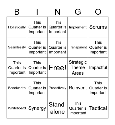 Corporate Buzzword Bingo Card